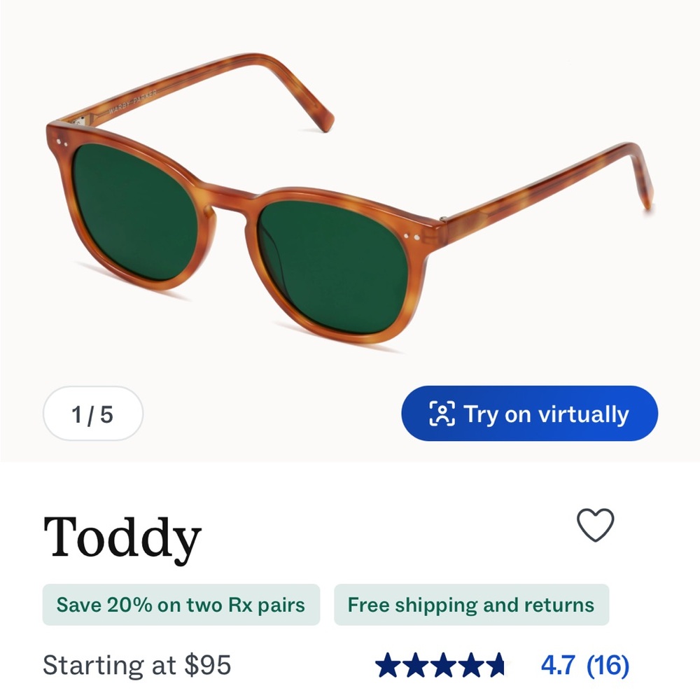 Warby Parker Toddy Sunglasses in Tortoise and Green